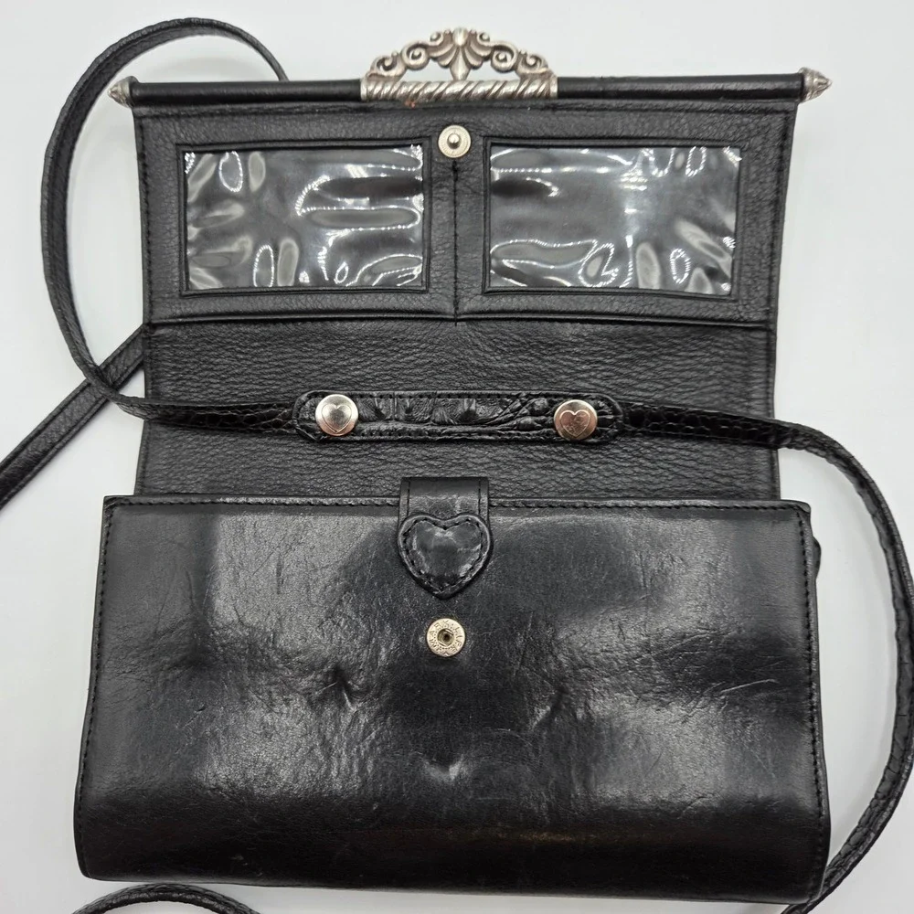 Brighton Vintage Leather Croc Embossed Wallet Style Crossbody Small Bag Boho Y2K